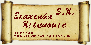 Stamenka Milunović vizit kartica